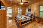 Upper Level Bedroom with Private Balcony Overlooking Downtown Helen